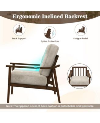 Modern Accent Chair with Rubber Wood Armrests and Polyester Cushion