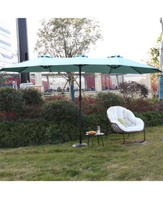 14.8Ft Double Sided Outdoor Umbrella Rectangular Large with Crank, No Base