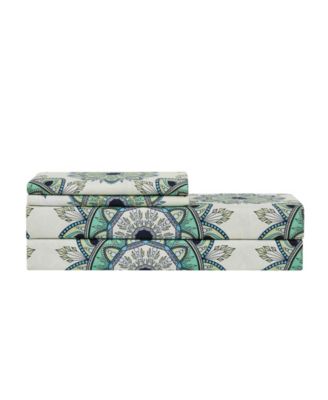 Printed Double Brushed 1500-Thread Count Soft Microfiber 4-Piece Sheet Set, Queen