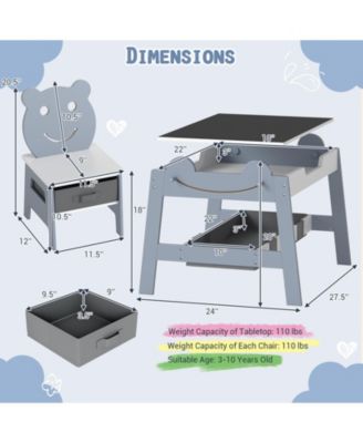 5-in-1 Toddler Table and 2 Chairs with Reversible Chalkboard Whiteboard