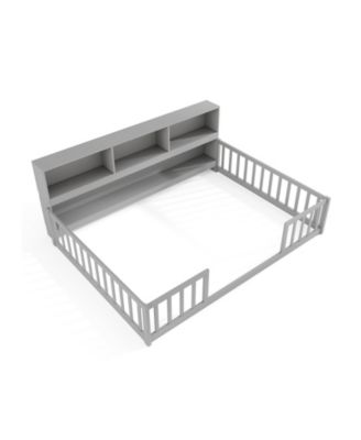 Twin Size Montessori Floor Bed with Bookcase