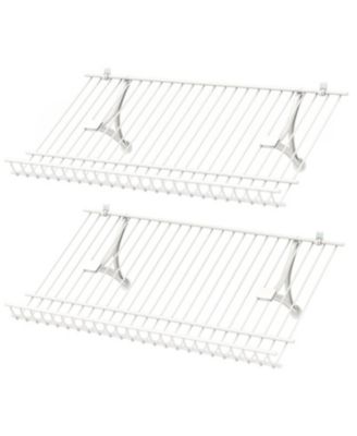 Set of 2 Wall-Mounted Metal Wire Shoe Shelves with Edge Protection