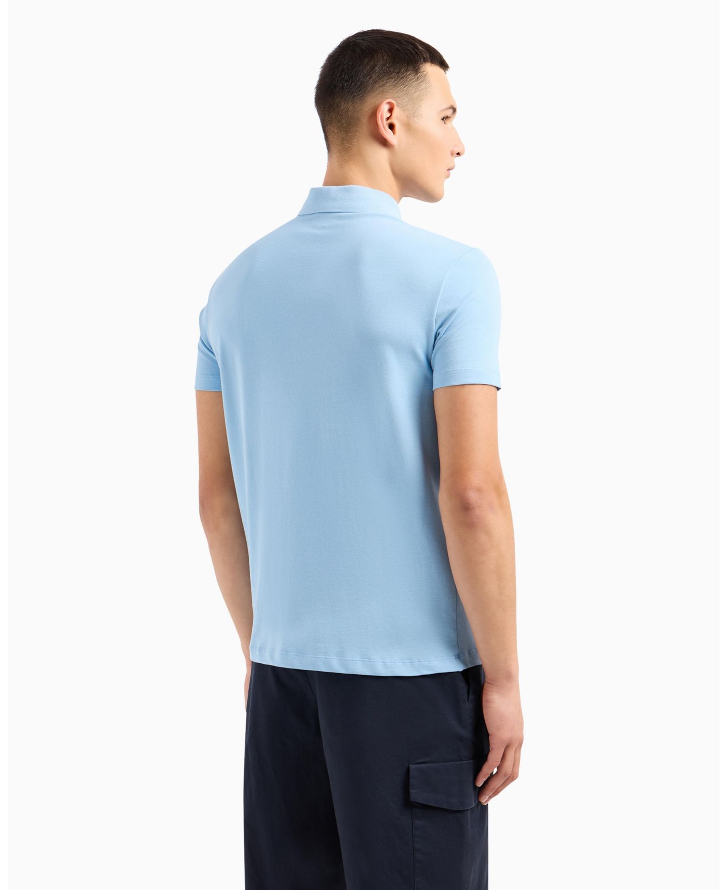 Мужская рубашка A|X Armani Exchange Regular Fit With Patch Logo Polo Shirt, цвет: Синий — фото 3