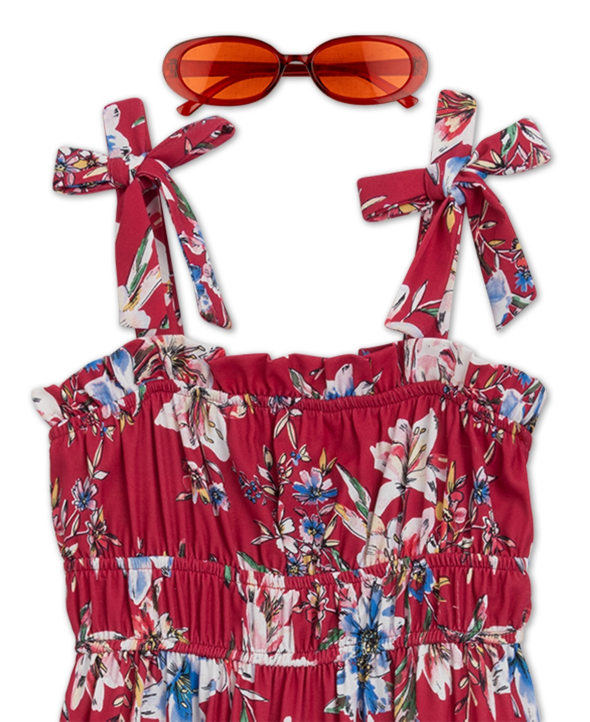 Speechless Girls' 7-16 Floral Printed Maxi with Straps Dress Sunglass