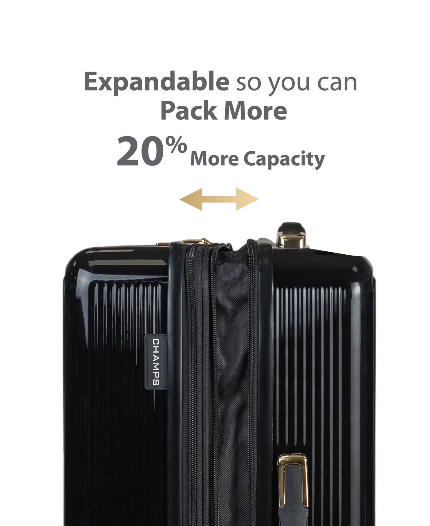 Чемоданы CHAMPS 3-Piece Luxe Hardside Luggage Set, цвет: Чёрный — фото 5