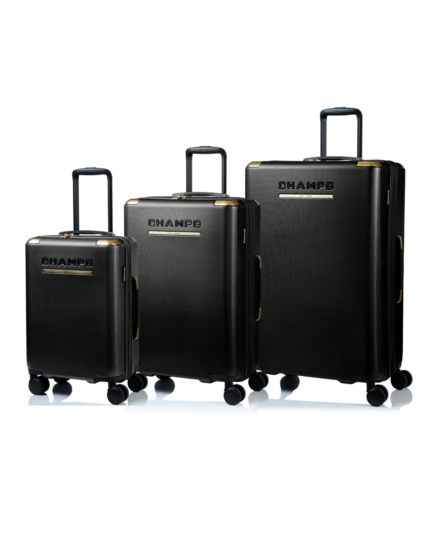 Чемоданы CHAMPS 3-Piece Luxe II Collection Hardside Luggage Set, цвет: Чёрный — фото 9