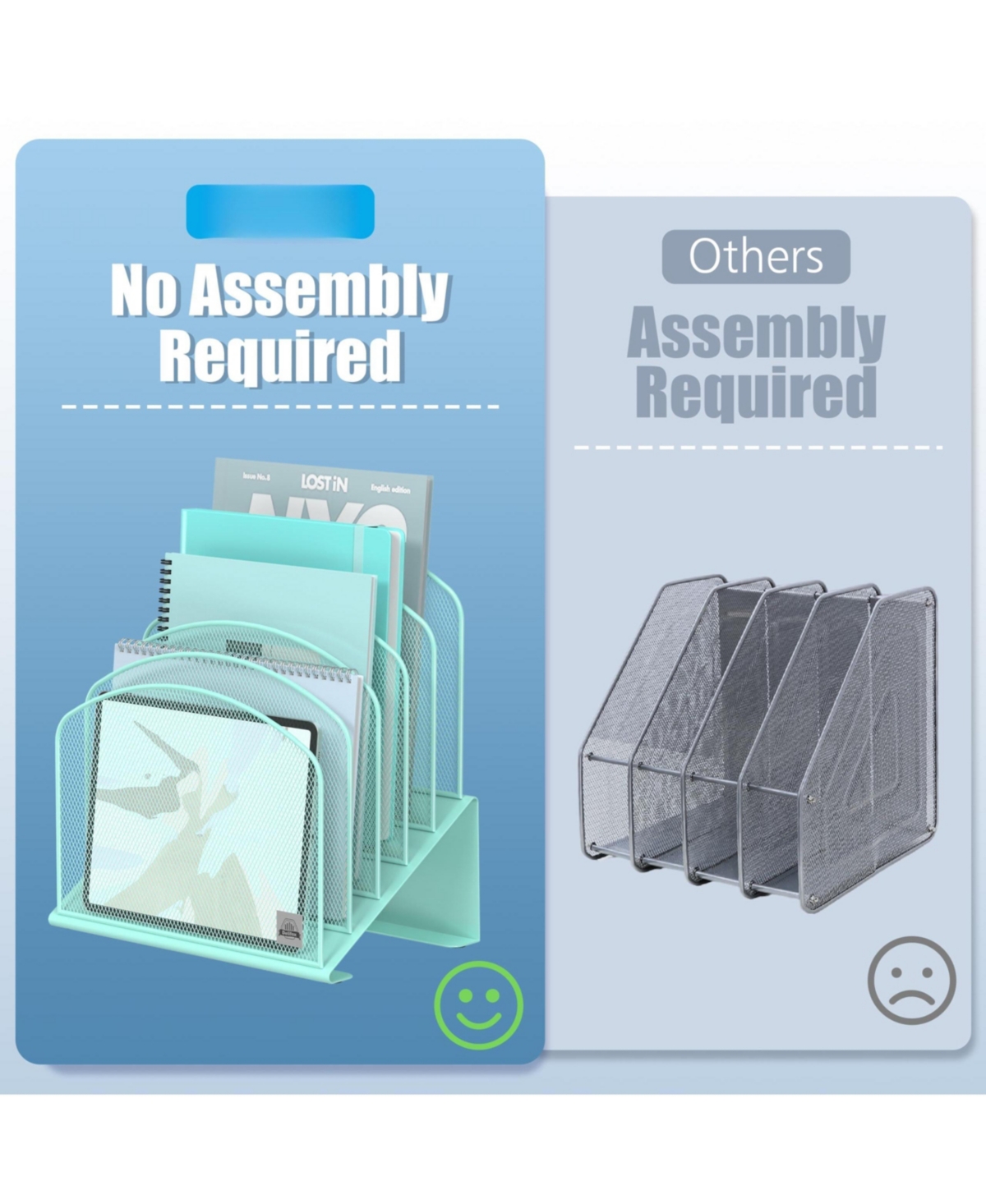 Gnuadz Inclined Desk File Organizer Metal Rack Sorter