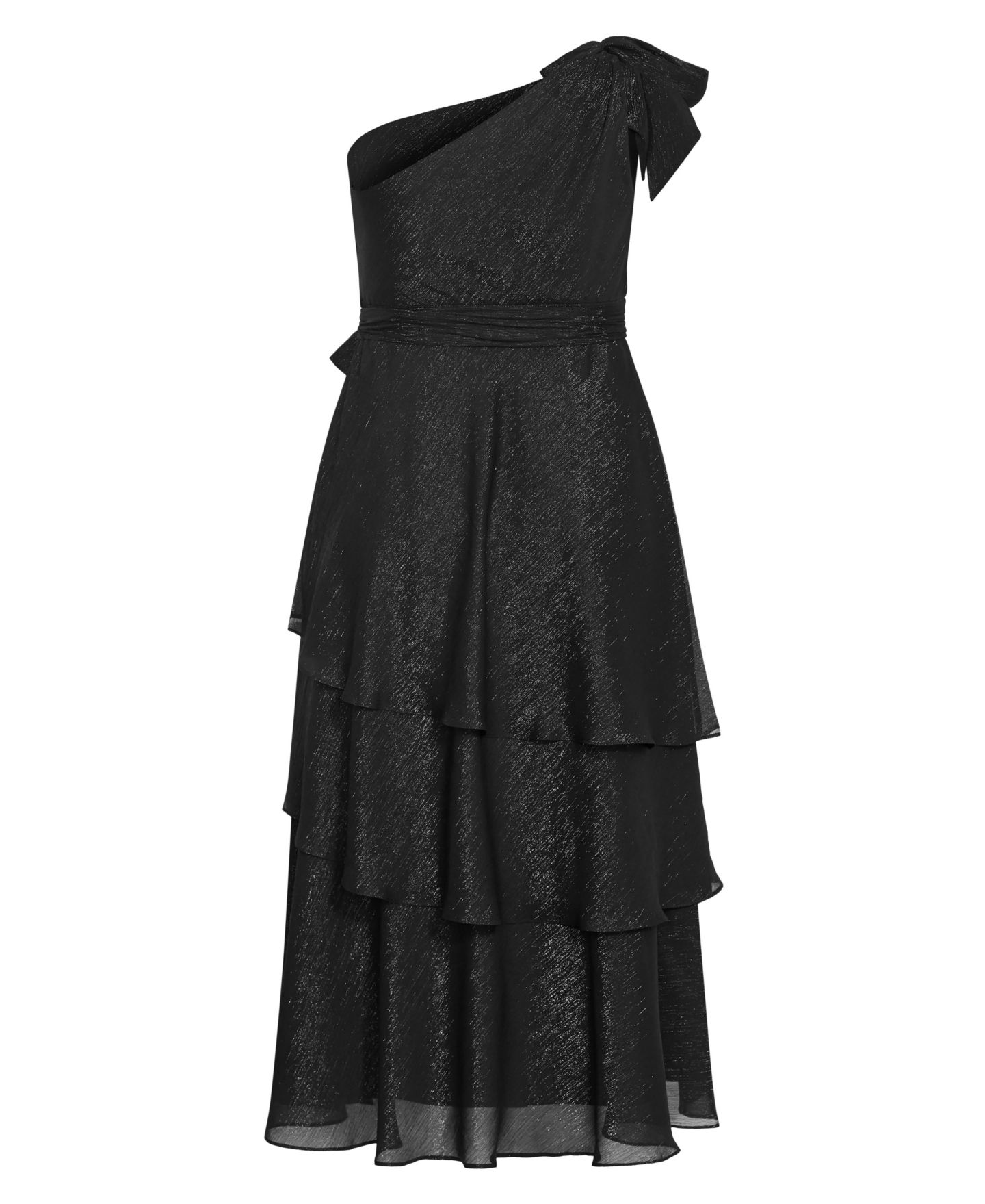 Женское платье CITY CHIC Enchant Bloom One Shoulder Maxi, цвет: Чёрный / Серебряный — фото 4
