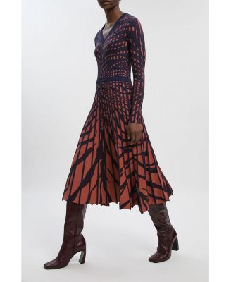 Women's Zebra Jacquard Knit Midi Dress