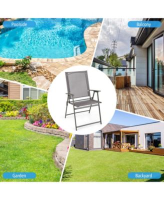 4PCS Patio Portable Metal Folding Chairs Dining Chair Set Poolside Garden