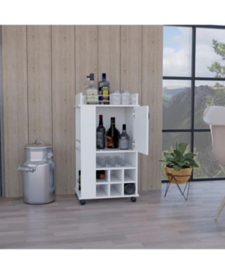 Bar Cart 4.4" W x 16.34" D with 4 Cabinets with Casters Neutral Finish