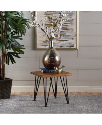Wood and Metal Outdoor Accent Table