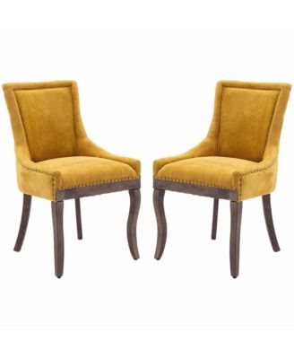 Extra Large Side Dining Chairs Set of 2, Fabric Upholstered Kitchen Chairs with Nail Head Decoration and Solid Wood Legs for Dining Room