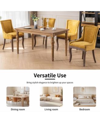 Extra Large Side Dining Chairs Set of 2, Fabric Upholstered Kitchen Chairs with Nail Head Decoration and Solid Wood Legs for Dining Room