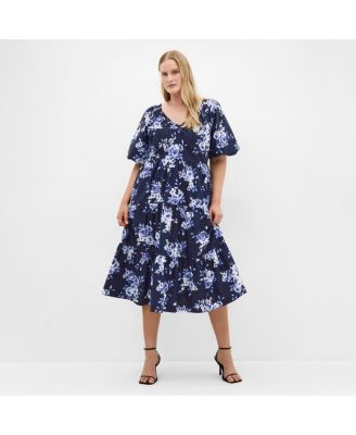 Women's Fantasy Floral Print V Neck Dress