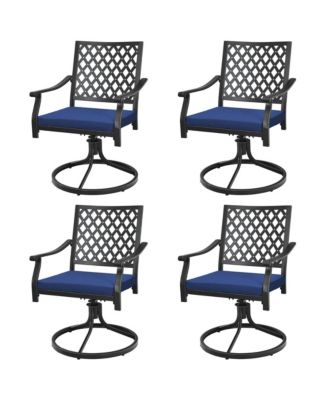 4PCS Patio Swivel Dining Chairs Lattice Rocker Cushioned Armrest