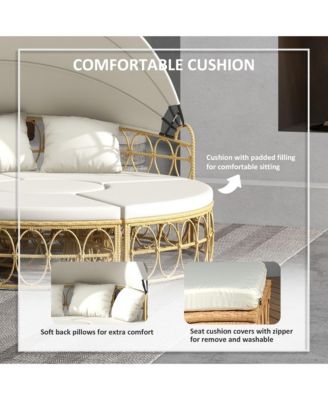 Patio Furniture Set w/ Cushions, Outdoor Daybed w/ Canopy,