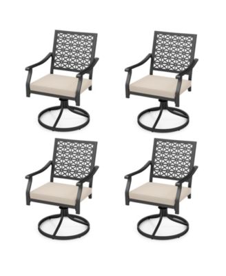 4 Pieces Outdoor Swivel Chairs Patio Dining Chairs w/ Padded Cushions