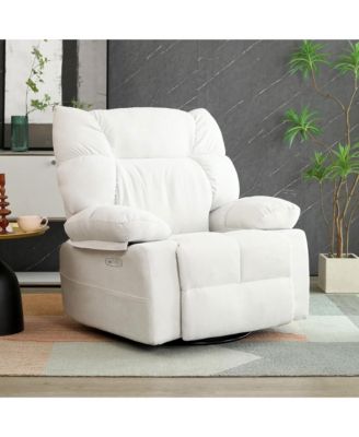 Swivel Power Recliner, Rocking Glider Chair with Massage & Heat