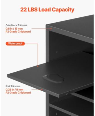 24-Compartment Wood Literature Organizer with Adjustable Shelves, 29.0 x 12.0 x 24.4 in