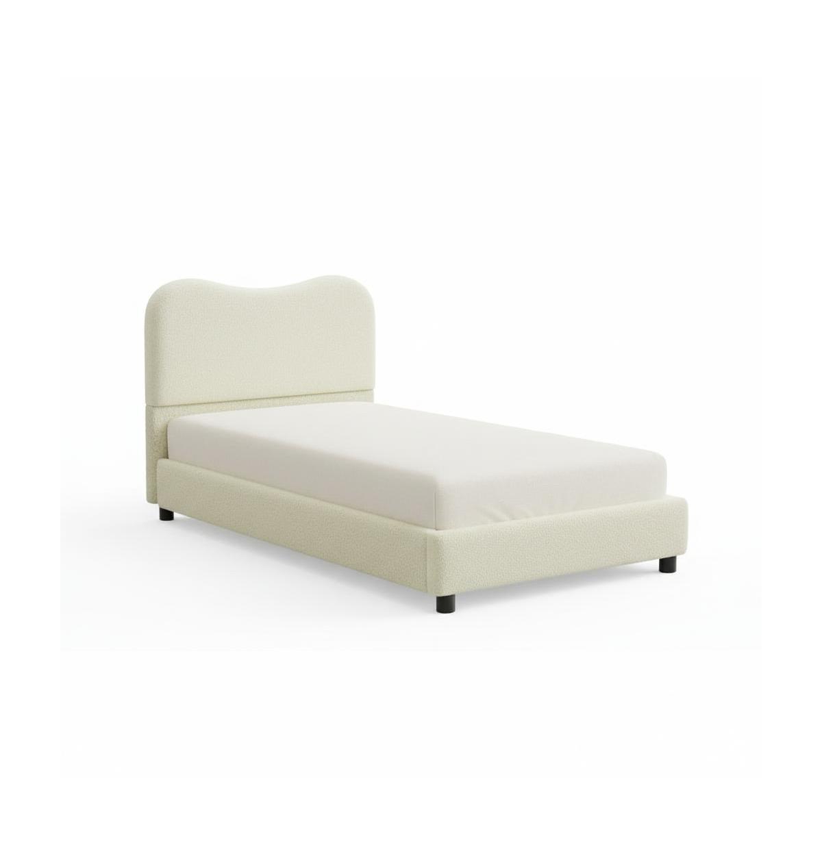 Homfan Soft Upholstered Kids Bed Frame with Headboard, Low Profile Platform, Strong Wooden Slats, Noise-Free, No Box Spring Needed
