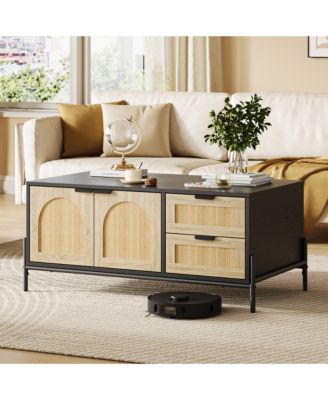 Perfect Coffee Table with Open Shelves, 2 Tier Modern Industrial Design for Living Room, Rustic Wood Finish for Apartments, Small Table