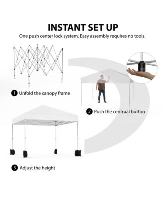 10' x 10' Pop-Up Canopy Tent w/ One-Person Center Lock, UPF 50+ Waterproof 150D Oxford Fabric, Portable Wheeled Carry Bag
