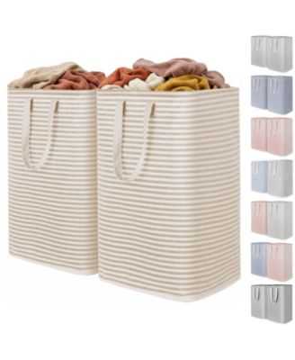 2 Peice Laundry Basket Collapsible Hamper with Reinforced Handles Freestanding Waterproof Gift Basket