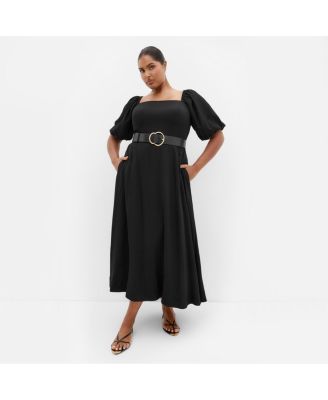 Women's Collins Puff Sleeve Belted Maxi Dress
