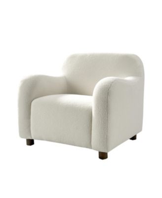 Berken 35'' Wide Lamb Wool Upholstered Teddy Armchair with Solid Wood Legs
