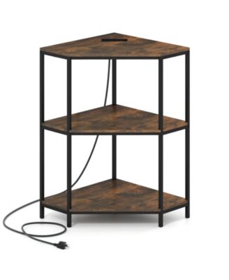 Corner Printer Stand 3-Tier with Charging Station