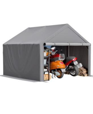 10' x 10' Outdoor Storage Shelter with Roll-Up Door and Steel Frame for Garden Tools