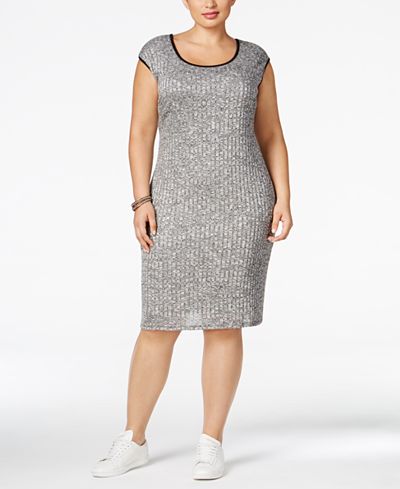 Love Squared Plus Size Textured Bodycon Sweater Dress