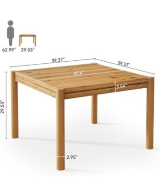 Square Solid Wood Dining Table, 39.4"