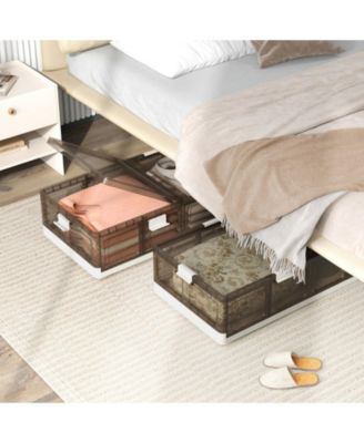 2-Pack Under-Bed Rolling Storage Containers with 44 lbs Capacity and Folding Design