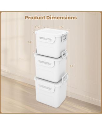 3-Piece Stackable PP Storage Bins with Front Door and Side Handles, 32 QT Each