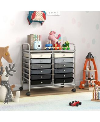 12-Drawer Mobile Storage Trolley with Visible Drawers and Dual Push Handles