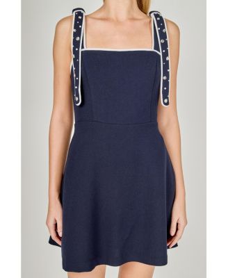 Women's Bead Embellished Strap Mini Dress