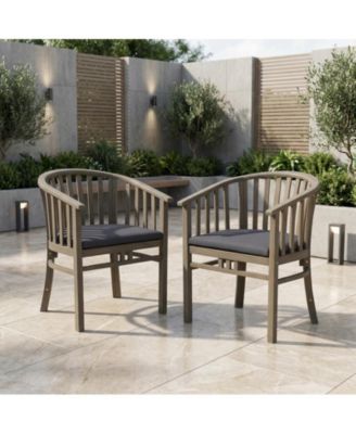 Outdoor Wooden Dining Chairs With Cushions(Set of 2)