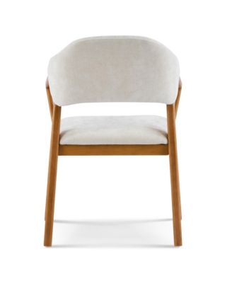 Dining Chair Set of 2, Chenille Upholstered Armchair, Wooden Kitchen Chairs with Curved Backrest for Dining Room, Small Spaces