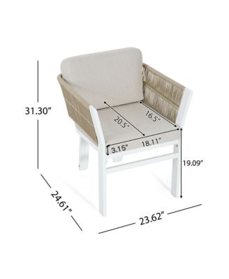 All-Weather Outdoor Dining Chair Set of 2 with Aluminum Frame and Cushion, for Backyard and Garden Seating