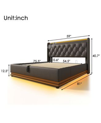 Full size Upholstered bed, 360 surround LED function, Buttons/Apps/Remote Control