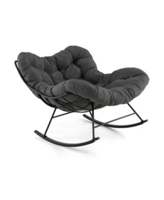 Oversized Egg Papasan Rocking Chair with Thick Cushion