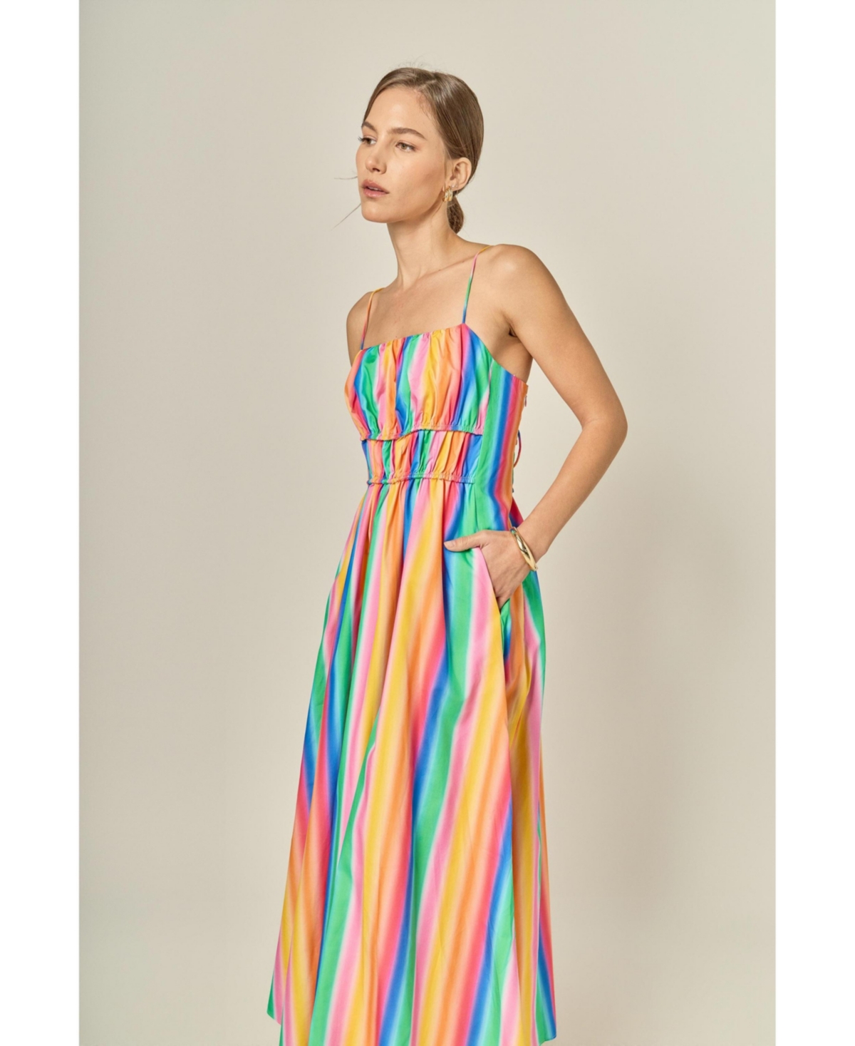 English Factory Women's Rainbow Stripe Sleveless Maxi Dress