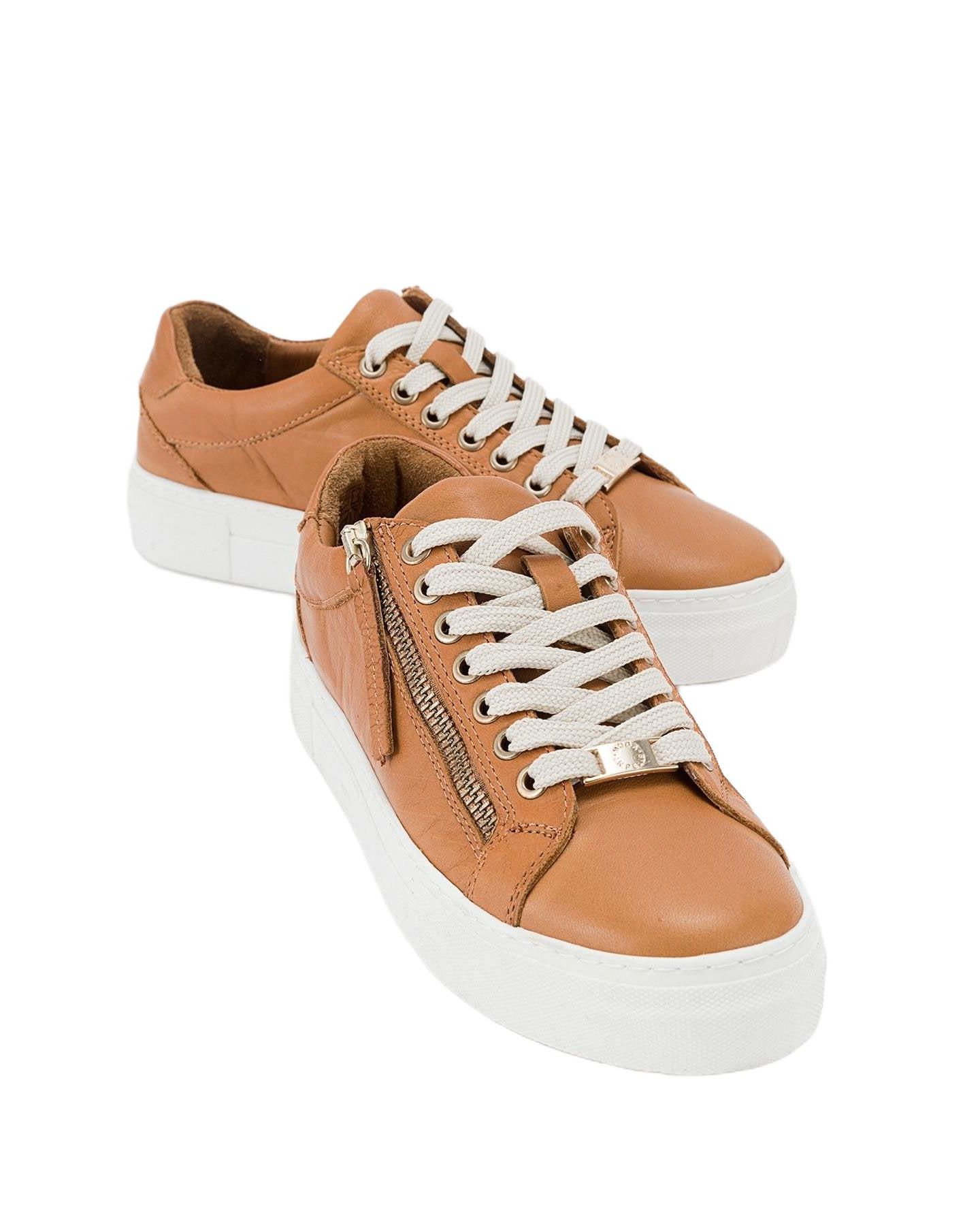 Женские кроссовки Forever & Always Shoes Beryl Leather Zip, цвет: Коньячный коричневый кожаный — фото 1