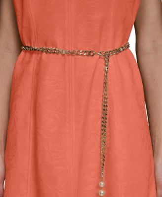 Women's Collared Chain Belt Midi Dress