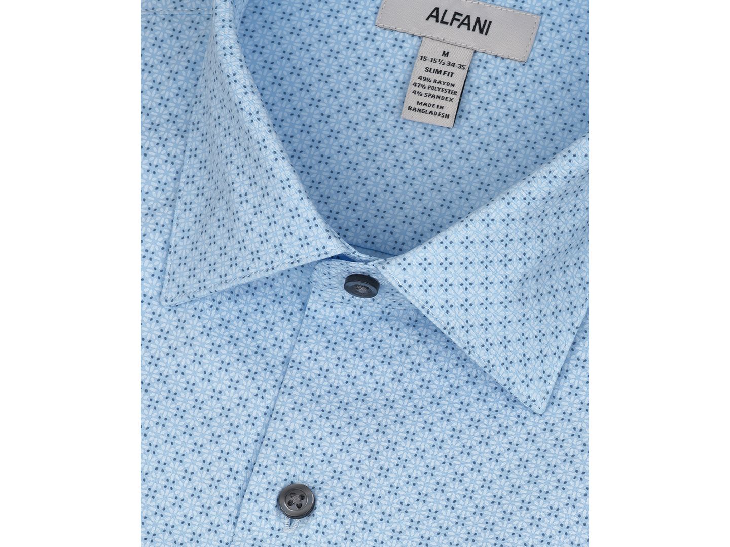 Мужская рубашка Alfani Geometric Print Slim-Fit Dress Shirt, цвет: Синий — фото 7