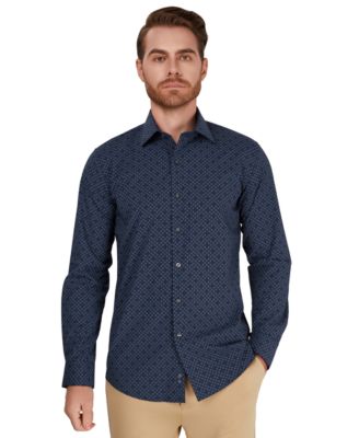 Men's Slim-Fit Geometric Print Dress Shirt