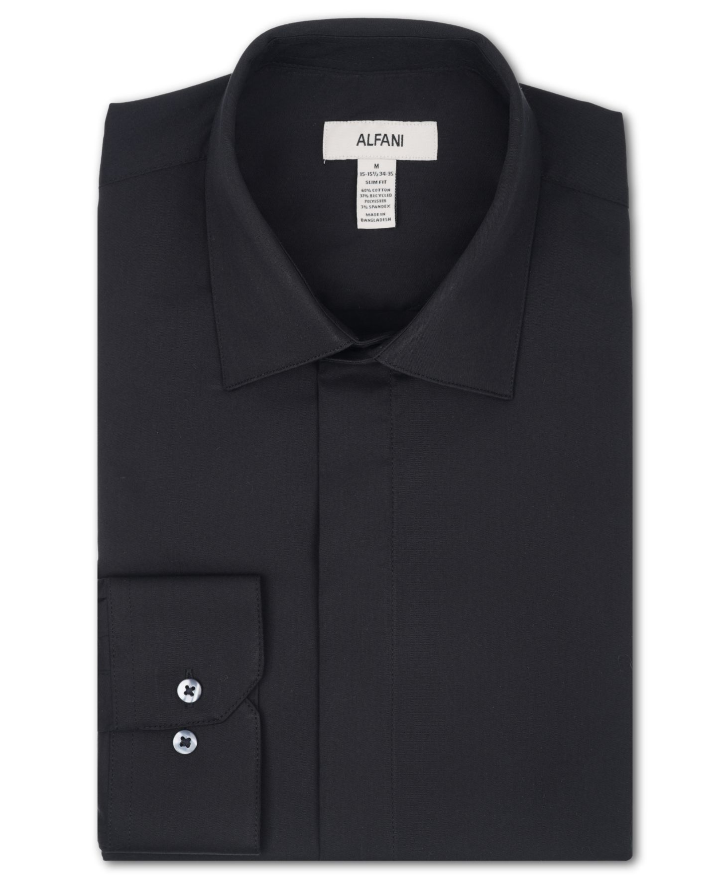 Мужская рубашка Alfani Slim-Fit Spread-Collar, цвет: Чёрный — фото 8