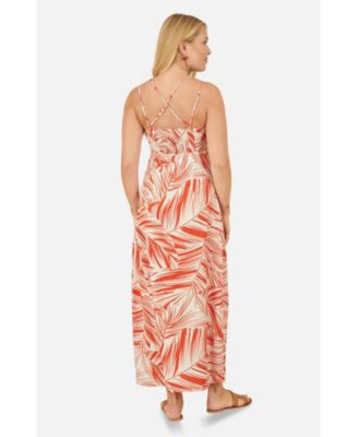 Women's Sleeveless V-Neck Cross Back Maxi Dress